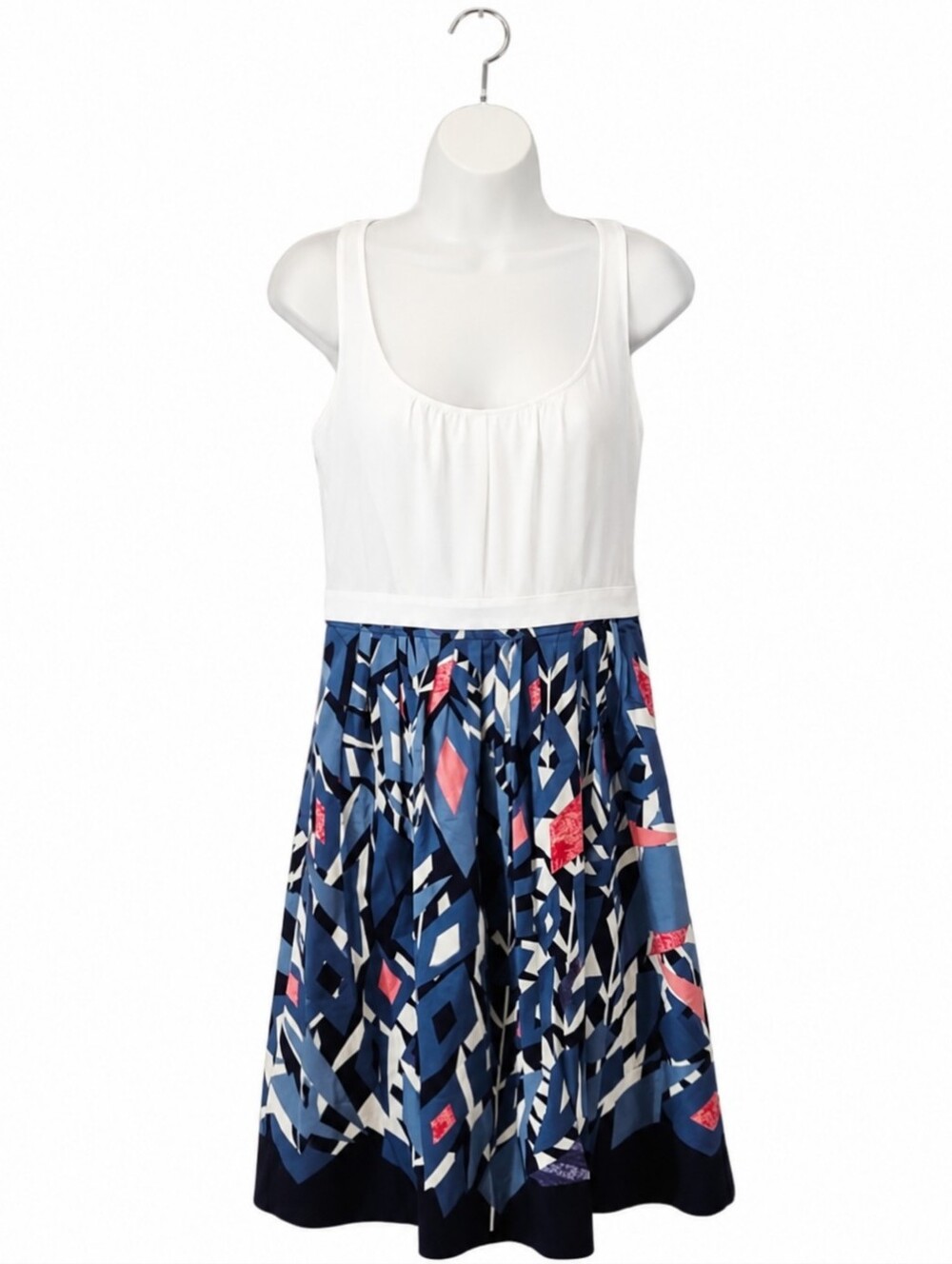 NWT Tahari Windsor Navy Abstract Print Fit & Flare Dress Size 8